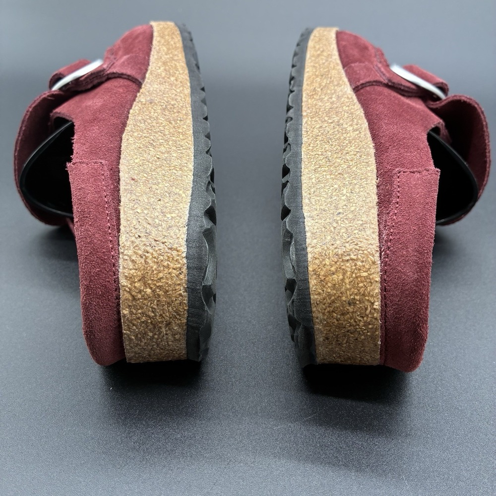 Birkenstock Buckley Shearling Suede Clog Mule Burgundy Maroon EU 37 Narrow - Picture 10 of 13
